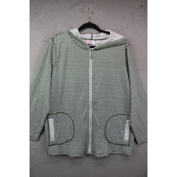 Quaker Factory by Jenne Bice Hooded Long Sleeve Cardigan-1X-Full Zip-Pockets - Picture 1 of 11